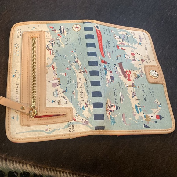 Spartina 449 Snap Wallet Northeastern Harbors Map W 2 zips, 15 card slots EUC - Picture 13 of 14
